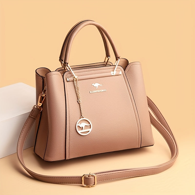 Stylish Black Tote Bag with Detachable Shoulder Strap