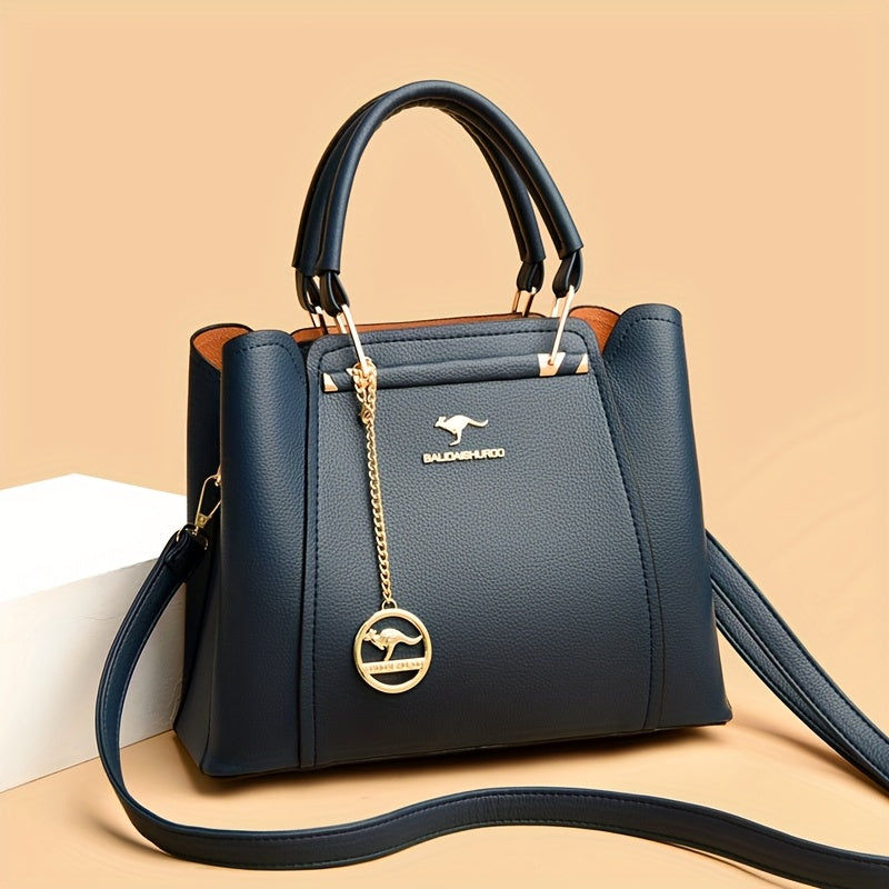Stylish Black Tote Bag with Detachable Shoulder Strap