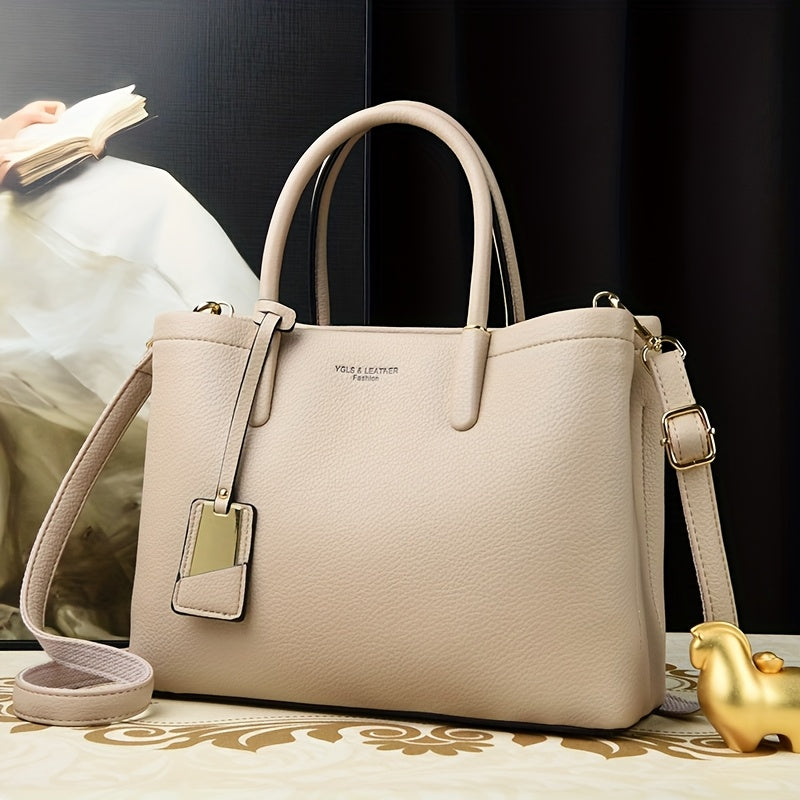Elegant black handbag with adjustable strap and zipper closure