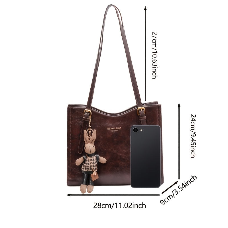 Elegant red tote bag with bunny charm for special occasions
