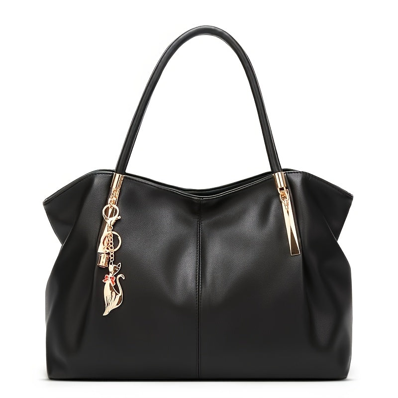 Elegant synthetic leather large capacity tote bag for work