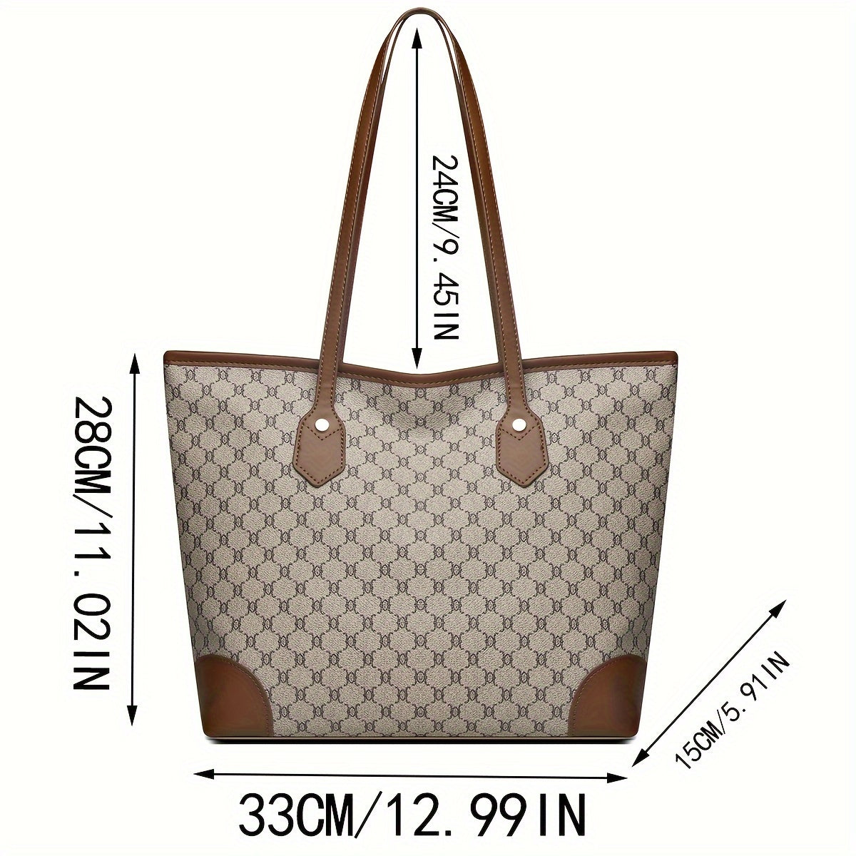 LABOONOO women's spacious geometric pattern tote bag with zipper closure