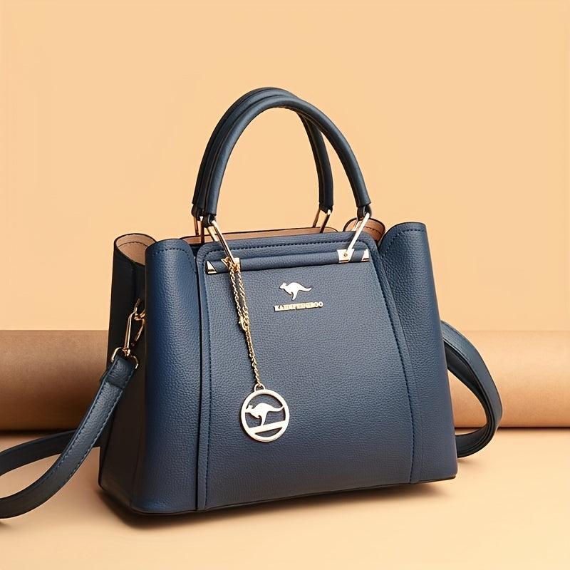 Stylish Black Tote Bag with Detachable Shoulder Strap