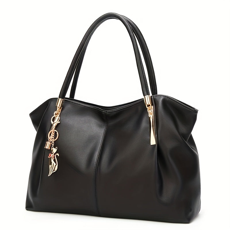 Elegant synthetic leather large capacity tote bag for work