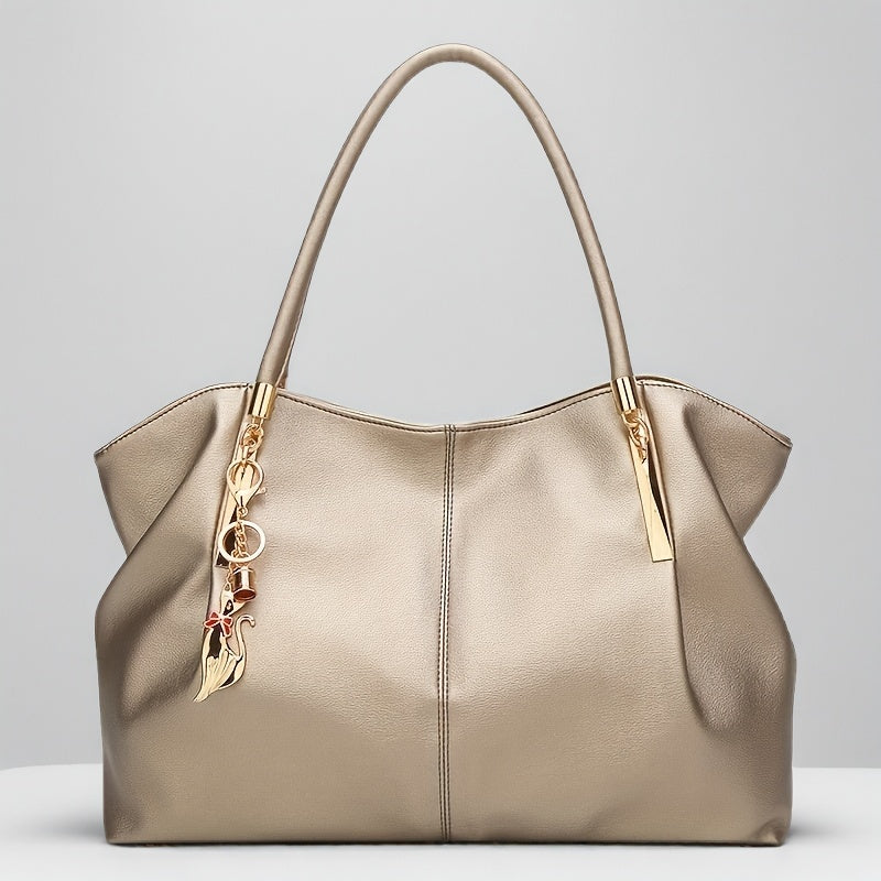 Elegant synthetic leather large capacity tote bag for work