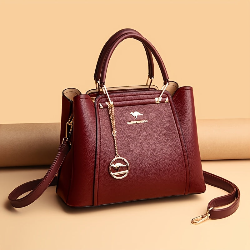 Stylish Black Tote Bag with Detachable Shoulder Strap