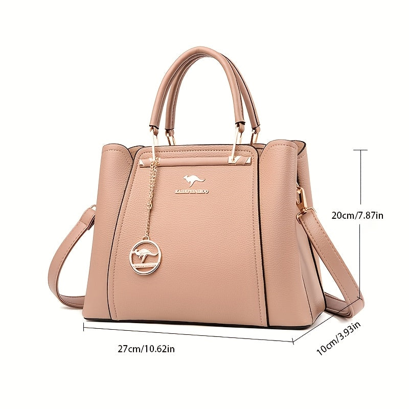 Stylish Black Tote Bag with Detachable Shoulder Strap