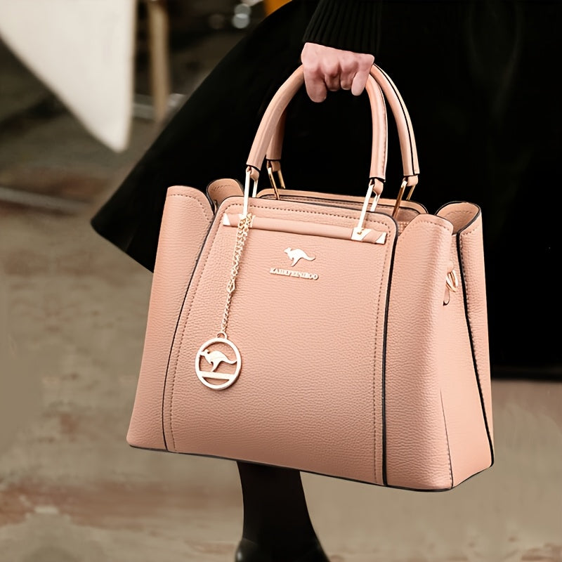 Stylish Black Tote Bag with Detachable Shoulder Strap
