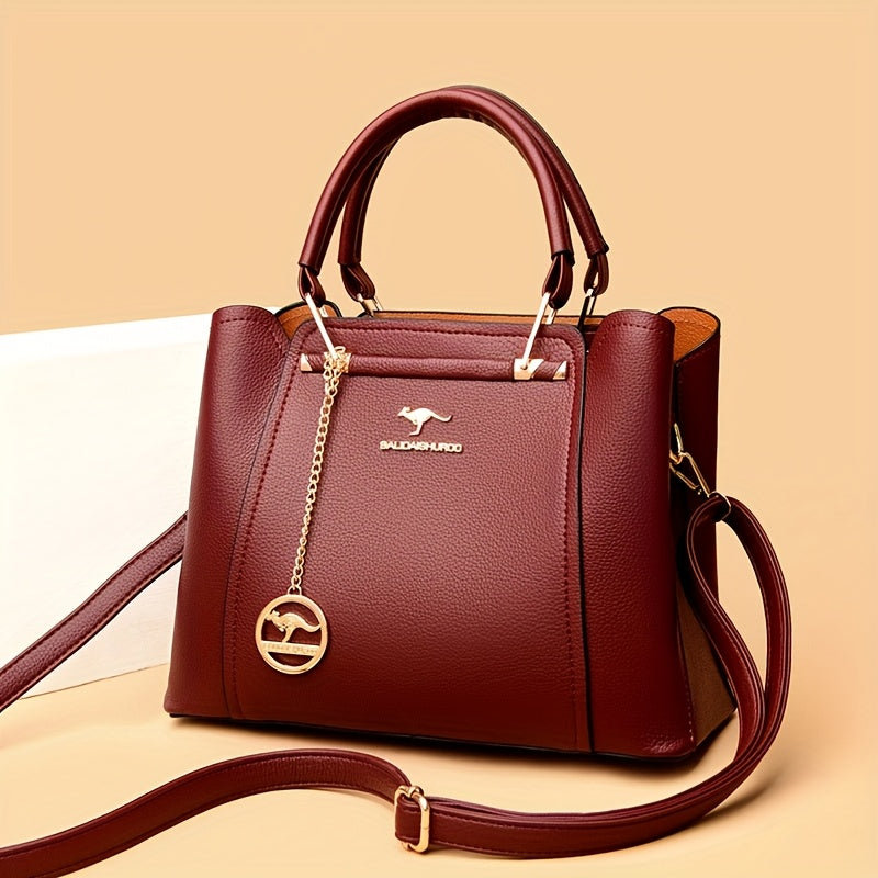Stylish Black Tote Bag with Detachable Shoulder Strap