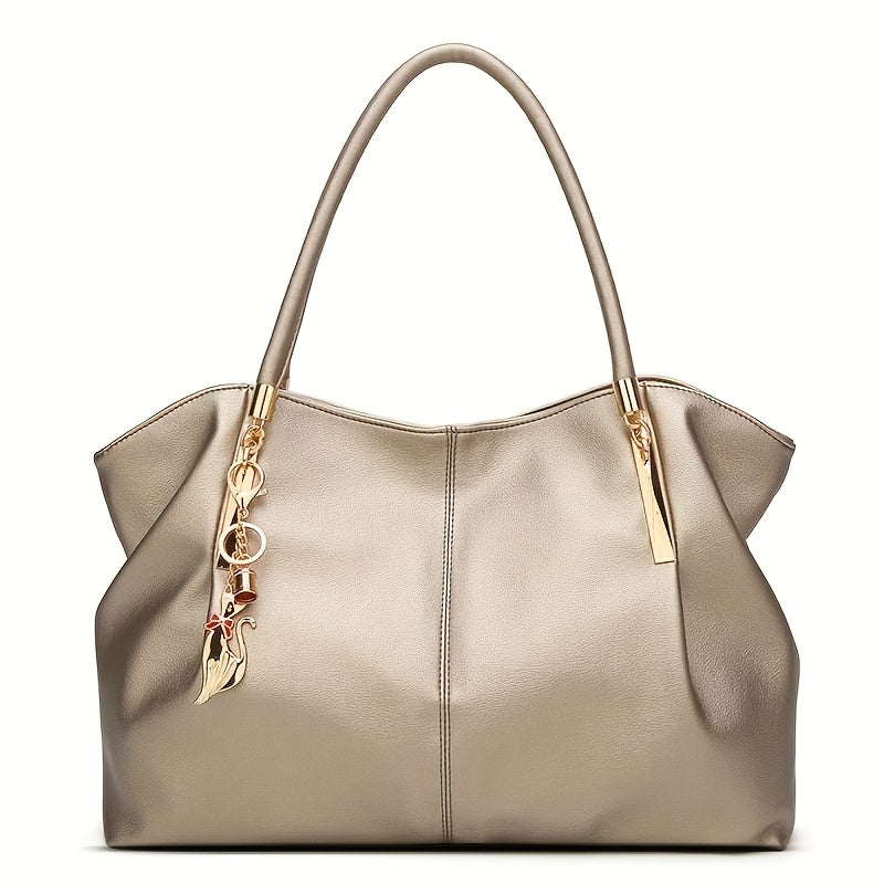 Elegant synthetic leather large capacity tote bag for work