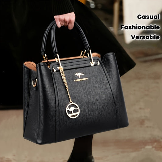 Stylish Black Tote Bag with Detachable Shoulder Strap