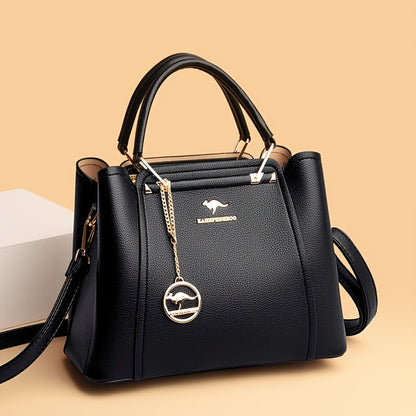 Stylish Black Tote Bag with Detachable Shoulder Strap