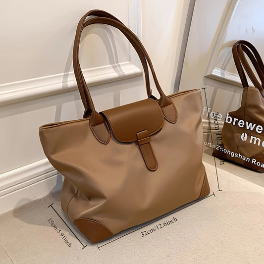 Sleek Black Nylon Tote Bag for Work and Commuting