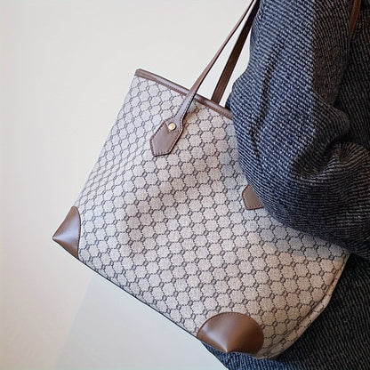 LABOONOO women's spacious geometric pattern tote bag with zipper closure