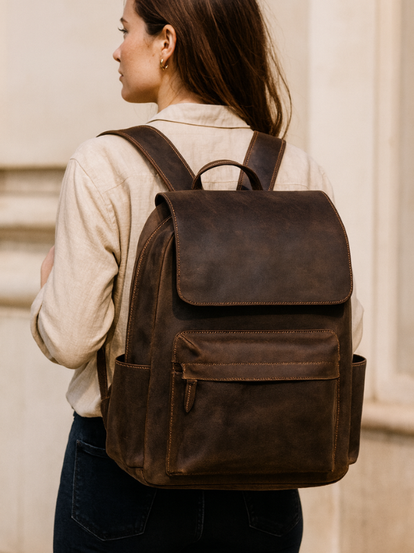 Alira | Stylish Vintage Leather Backpack with Laptop Compartment