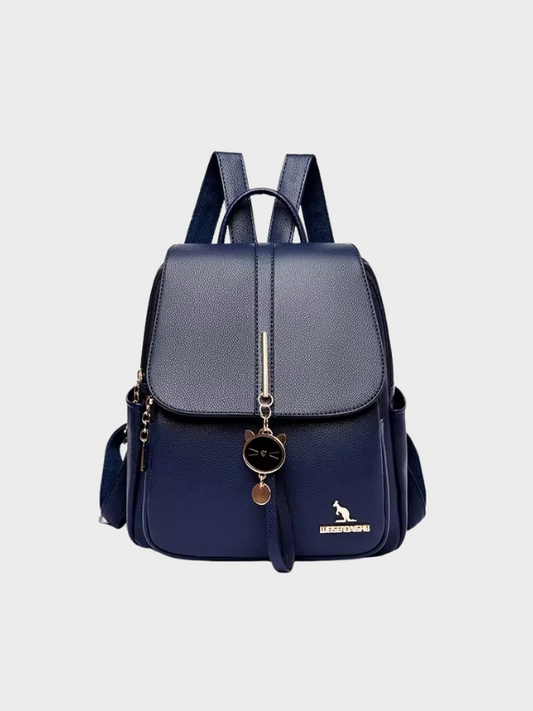 Celia: Stylish Cat Design Leather Backpack for Women