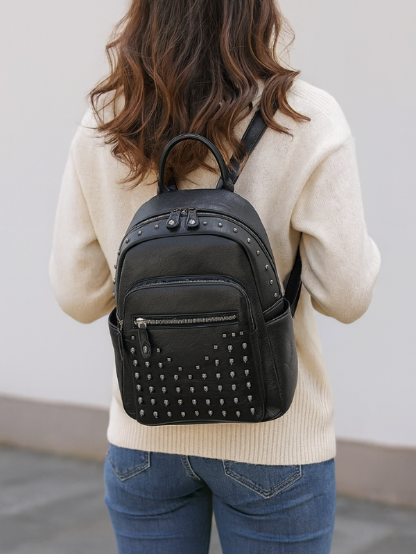Freya | Edgy Retro Punk Leather Backpack for Women
