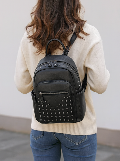 Freya | Edgy Retro Punk Leather Backpack for Women