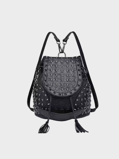 Gothic Skull Leather Backpack: Versatile Style for Women