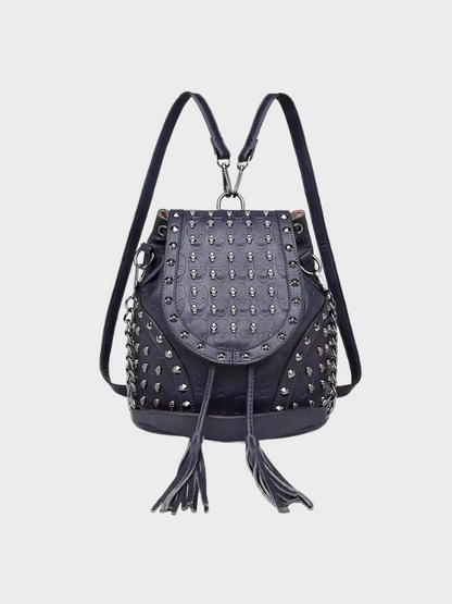 Gothic Skull Leather Backpack: Versatile Style for Women