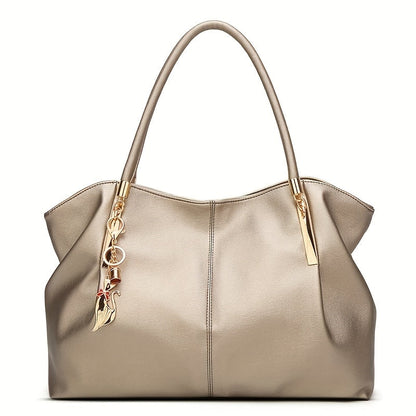 Elegant synthetic leather large capacity tote bag for work